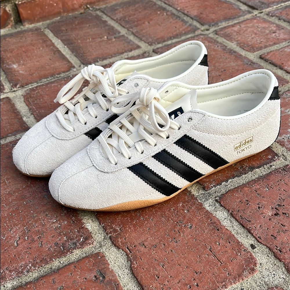 Adidas Tokyo White and Black Suede Trainers